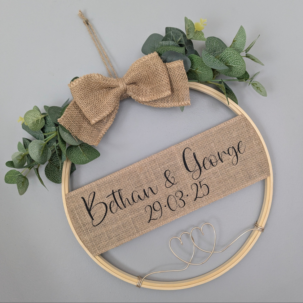 Personalised Wedding Hoop Eucalyptus Style
