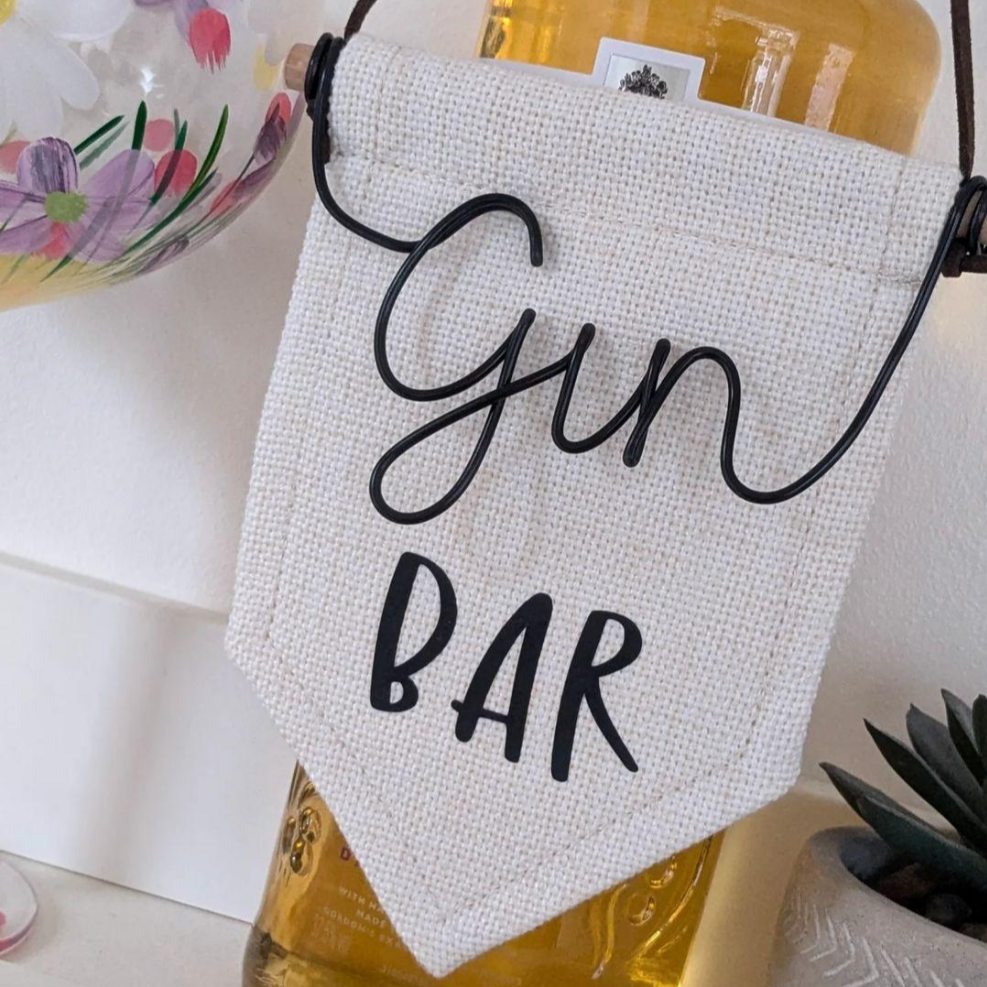 Mini 'Gin Bar' Linen Sign