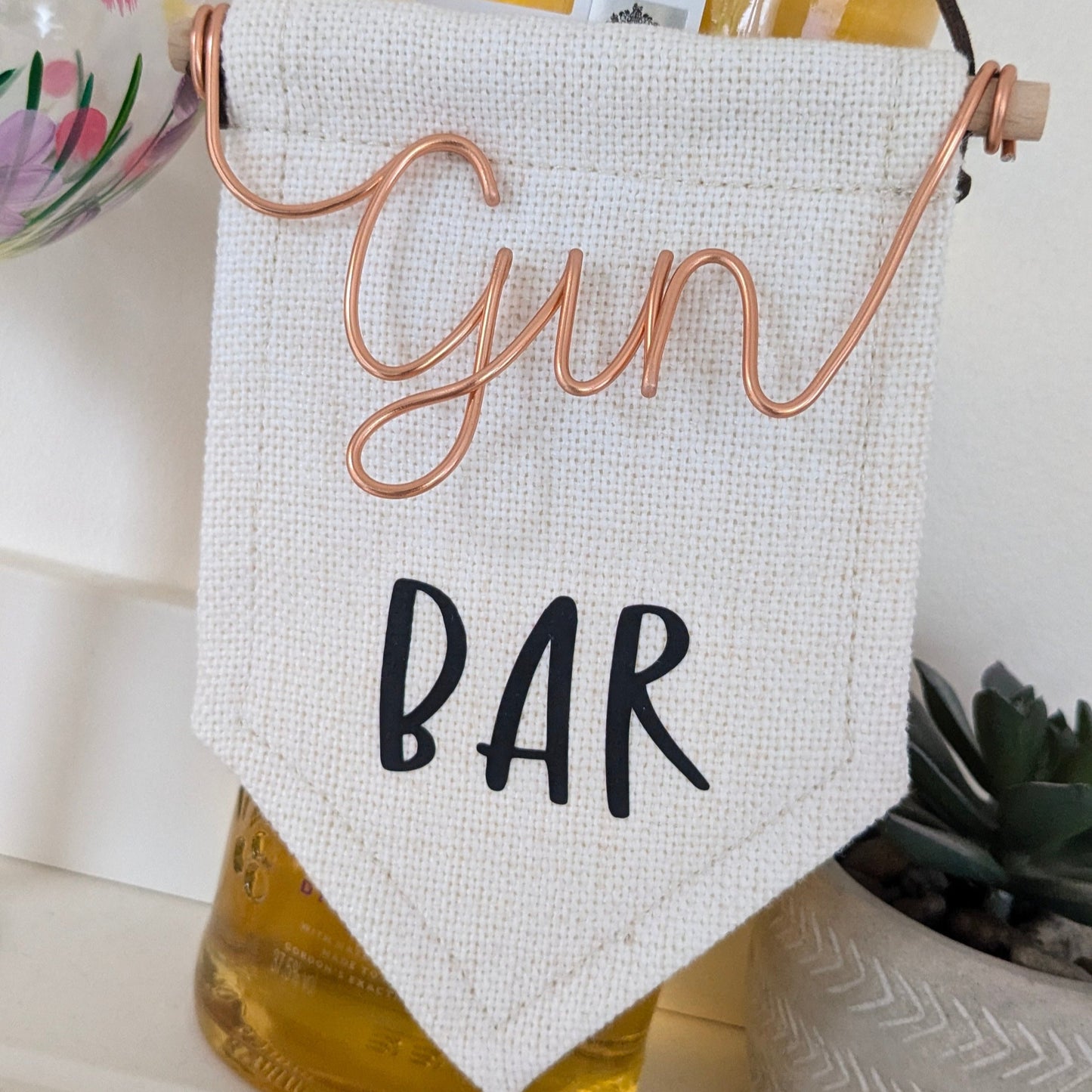 Mini 'Gin Bar' Linen Sign